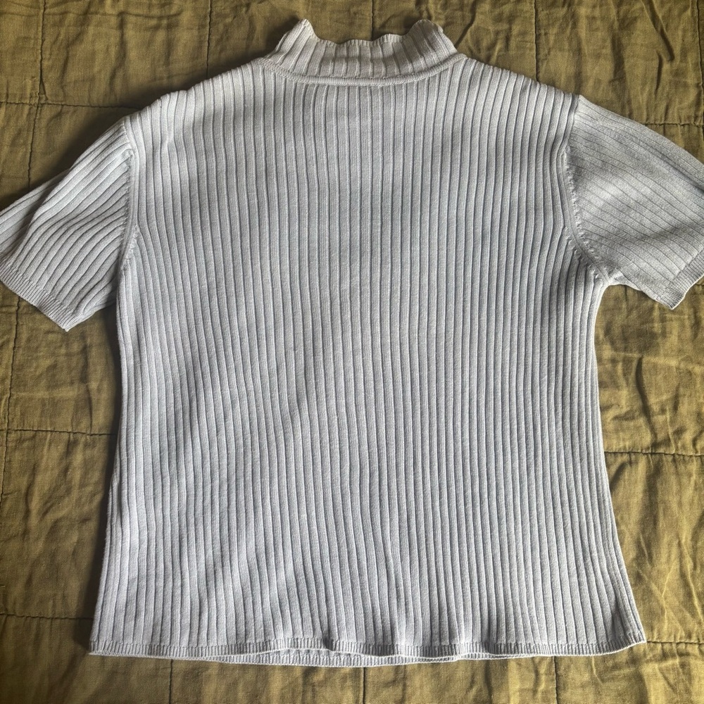 Talbots Soft Blue Ribbed Knit Top - Picture 5 of 7